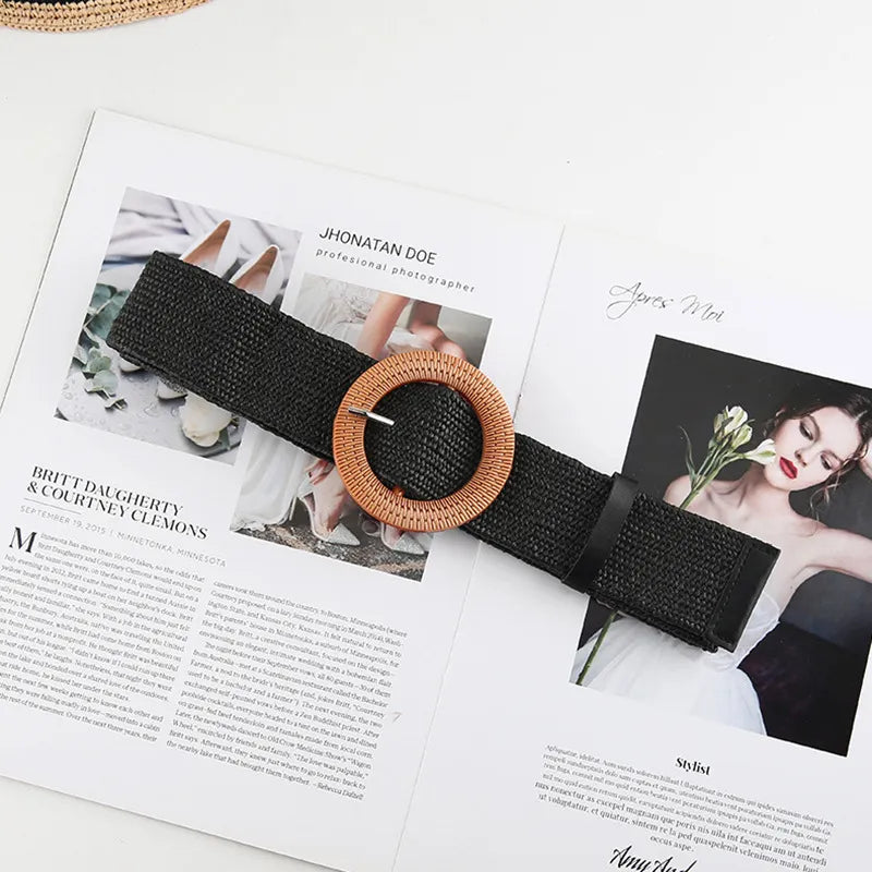 Flechtgürtel aus Baumwoll-Leinen ⎜ Sommerliches Accessoire mit runder Schnalle für luftige Outfits
