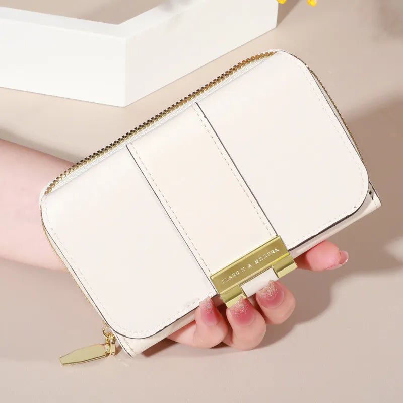 Modische Geldbörse für Damen ⎜ Farbige Brieftasche mit Reißverschluss und stilvoller Metallschnalle