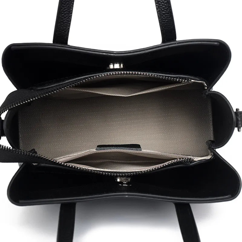 Große Damenhandtasche aus Lederoptik ⎜ Klassische Schultertasche mit viel Stauraum für Beruf und Alltag