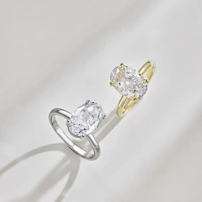 Damenring mit Zirkonia ⎜ Eleganter Fingerring in Ovalform für stilvolle Anlässe und luxuriösen Glanz
