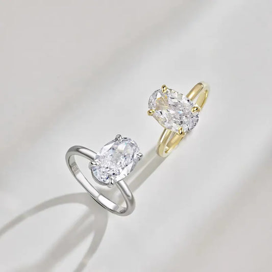 Damenring mit Zirkonia ⎜ Eleganter Fingerring in Ovalform für stilvolle Anlässe und luxuriösen Glanz