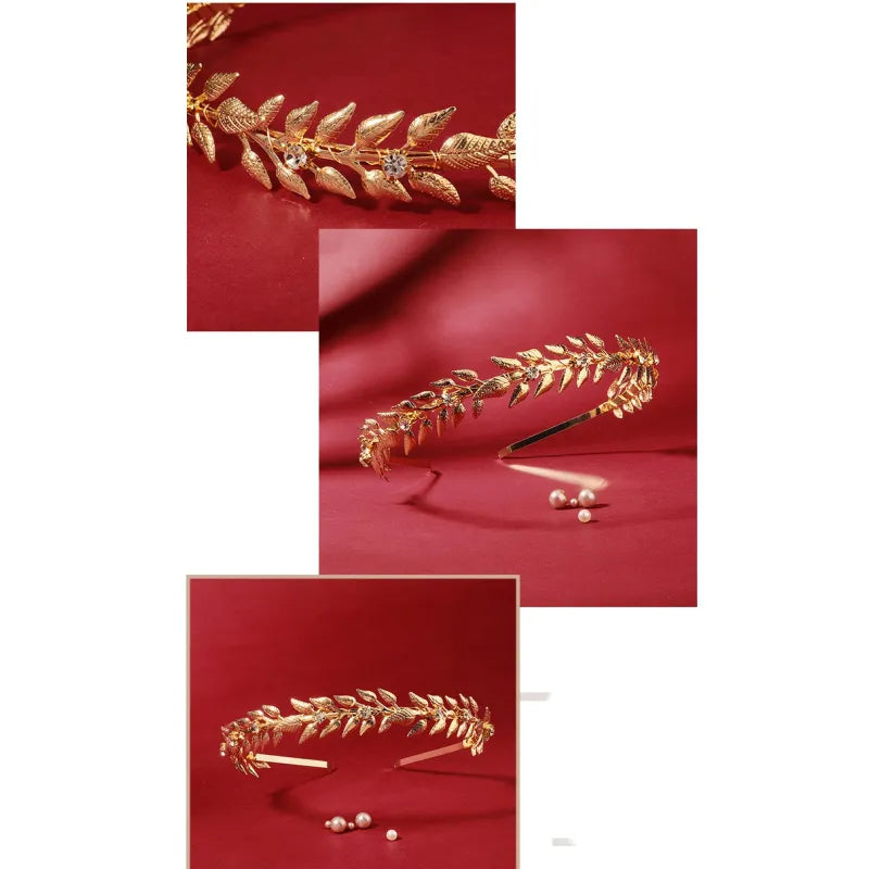 Goldener Haarreif im Vintage-Stil für Damen ⎜ Eleganter Kopfschmuck mit Blättermotiv für festliche Anlässe