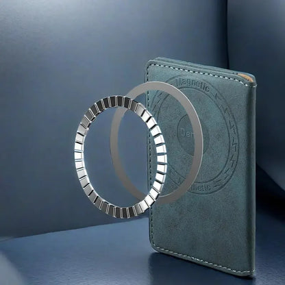 Magnetisches Handy-Kartenetui aus Leder ⎜ Dünner Kartenhalter mit sicherem Halt und integriertem NFC-Schutz