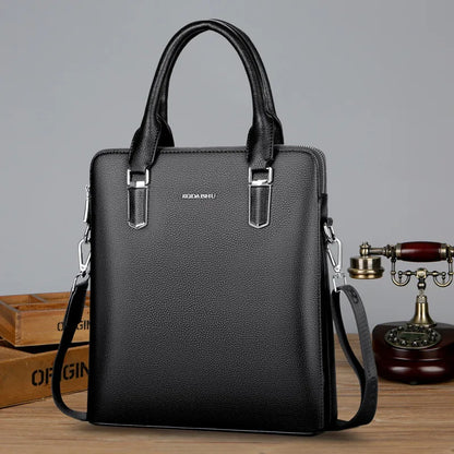 Laptoptasche aus Leder für Herren ⎜ Business-Tasche mit Doppelreißverschluss und großer Kapazität