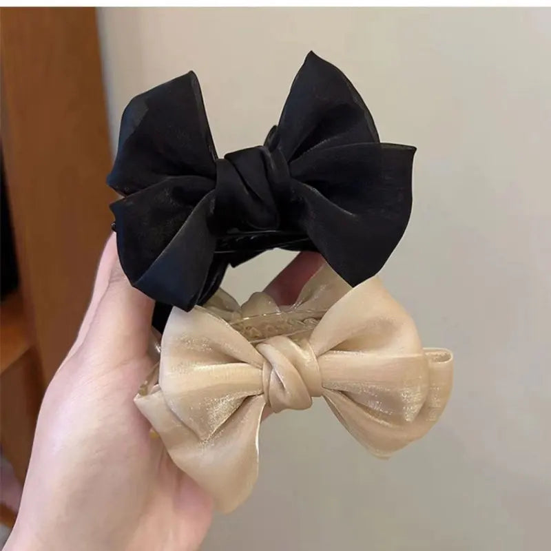 Haarspange mit Schleife für Damen ⎜ Eleganter Dutt-Clip für romantische Zopf- und Hochsteckfrisuren