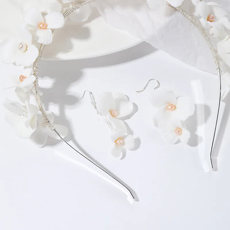 Blumen Haarreif mit Ohrringen für Damen ⎜ Handgefertigter Kopfschmuck für Hochzeit und besondere Anlässe