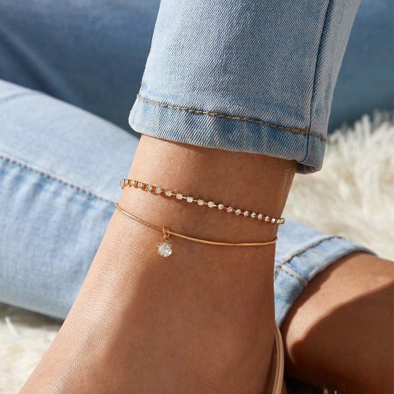 Boho-Fußkettchen für Damen ⎜ Feines Design mit funkelnden Details für lässige Sommer- und Strandoutfits