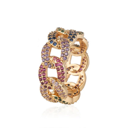 Statement Ring für Damen in Goldoptik ⎜ Modernes Design mit farbigen Zirkonia für glamouröse Momente