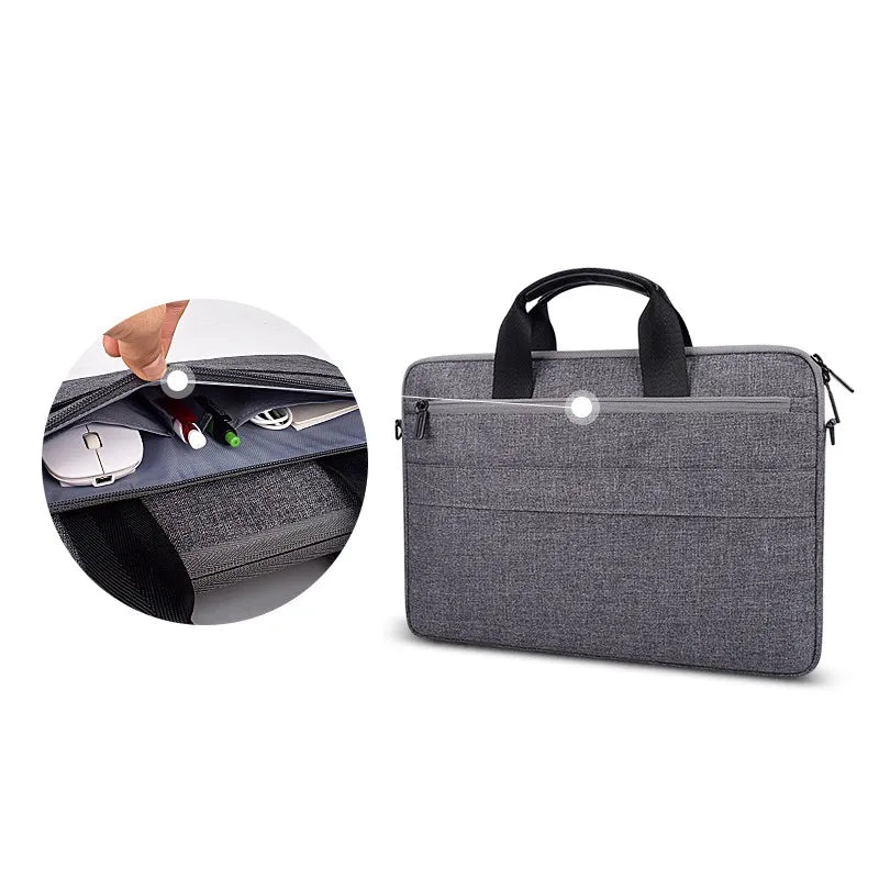 Laptop Schultertasche für Damen und Herren ⎜ Leichte Notebooktasche mit Vordertasche für Zubehör