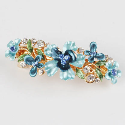 Haarspange mit Blumen und Kristallen ⎜ Elegantes Haarschmuck-Accessoire für festliche und romantische Looks