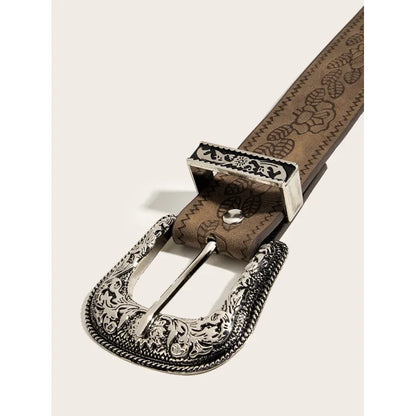 Unisex-Gürtel mit Westernprägung ⎜ Statement-Modell mit Metallschnalle für Jeans und Freizeit