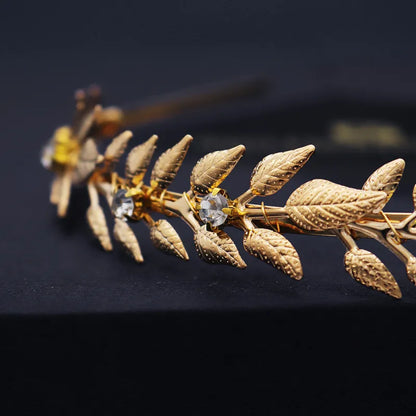 Goldener Haarreif im Vintage-Stil für Damen ⎜ Eleganter Kopfschmuck mit Blättermotiv für festliche Anlässe