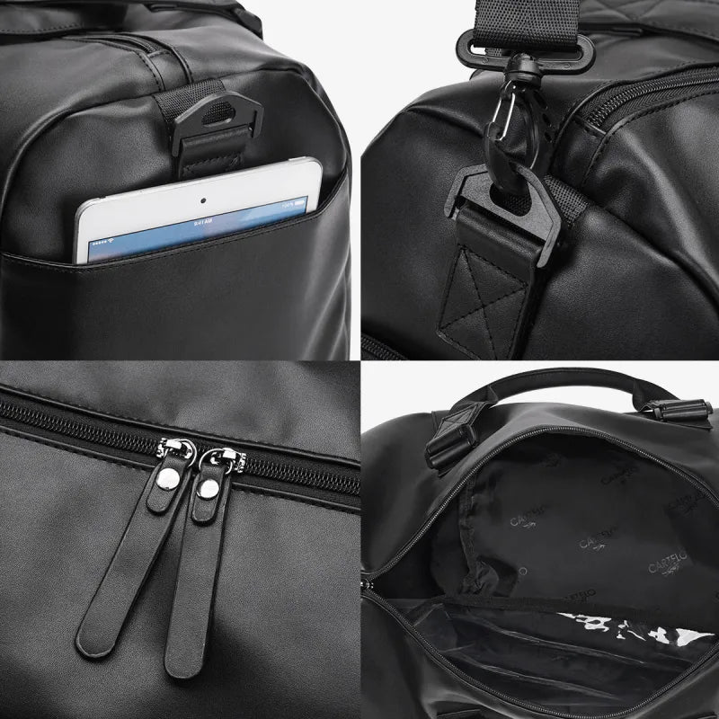 Sportliche Herrentasche aus Leder ⎜ Geräumige Trainingstasche für Sport, Reise und Freizeit