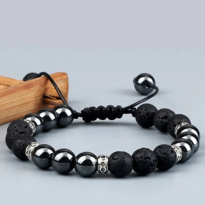 Armband aus Lavastein ⎜ Verstellbares Naturstein-Accessoire für Energie, Fokus und Balance