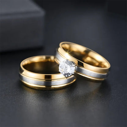 Partnerringe in Bicolor-Optik ⎜ Edles Ring-Set mit Zirkonia für besondere Anlässe