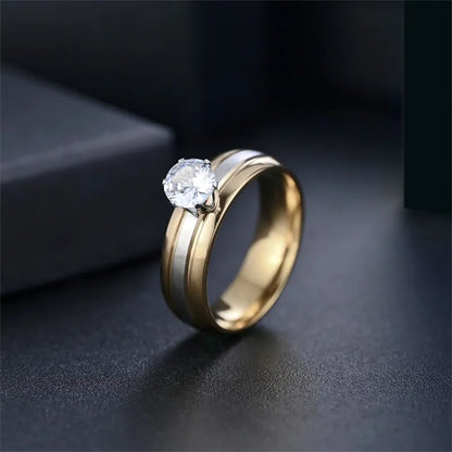Partnerringe in Bicolor-Optik ⎜ Edles Ring-Set mit Zirkonia für besondere Anlässe