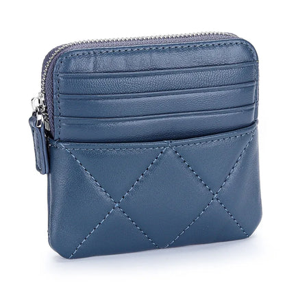 Kleine Geldbörse mit Reißverschluss ⎜ Modische Brieftasche mit Steppmuster für Karten und Münzen