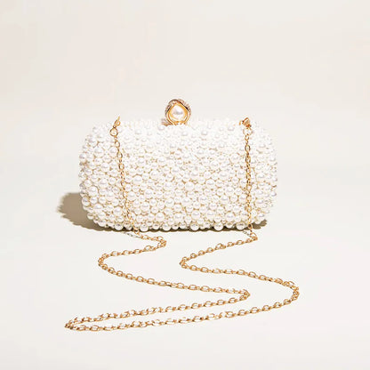 Perlen Clutch für Damen ⎜ Elegante Abendtasche mit Rundverschluss und funkelndem Perlendesign für besondere Anlässe