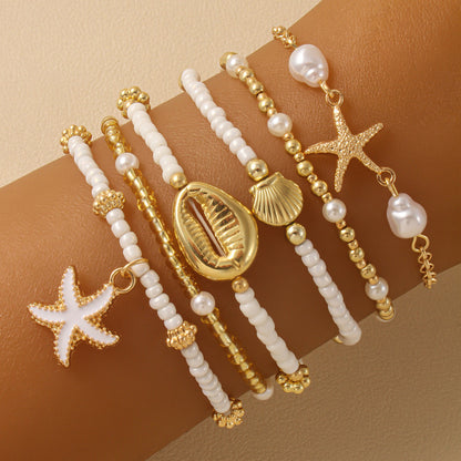 Sommerliches Armband-Set ⎜ Muschel- und Seesternmotive für lässige Looks mit maritimer Note