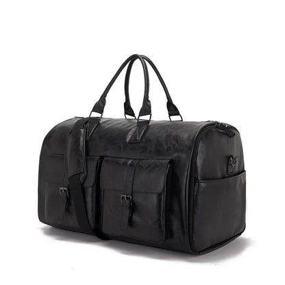 Faltbare Anzugtasche mit Schultergurt ⎜ Elegante Ledertasche für Herren mit integriertem Kleiderfach