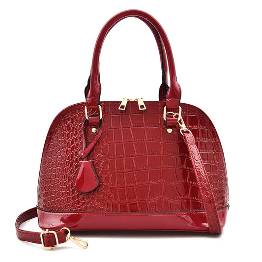 Glänzende Umhängetasche für Damen ⎜ Große Schultertasche mit modernem Muster für Büro und Freizeit