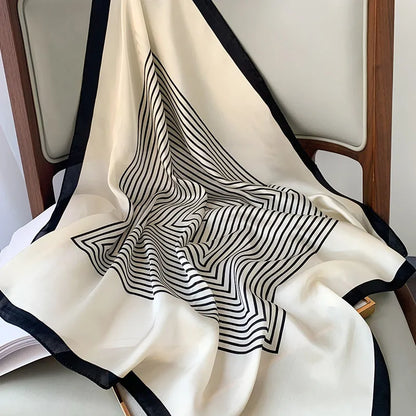 Streifentuch aus Kunstseide ⎜ Kleines quadratisches Halstuch für moderne und elegante Styles