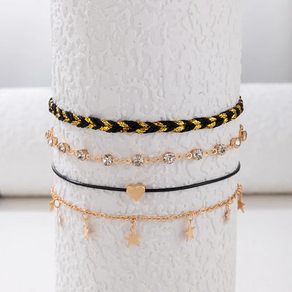 Mehrteiliges Fußkettchen-Set für Damen ⎜ Mit Sternen und glitzernden Elementen für modische Sommerstyles