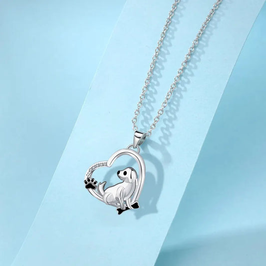Damenkette mit Hundeanhänger ⎜ Filigrane Herz-Halskette aus Silber für stilvolle und tierliebe Akzente