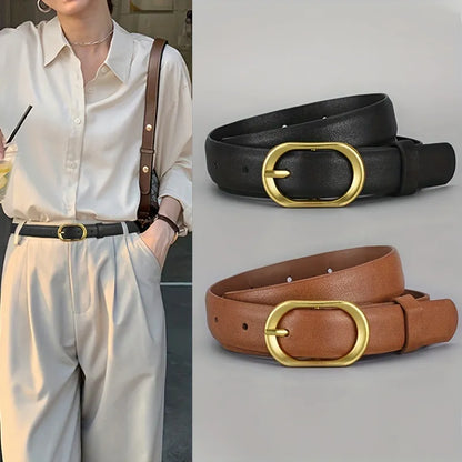 Moderner Gürtel mit ovaler Schnalle ⎜ Schmaler Begleiter für Jeans und feminine Alltagslooks