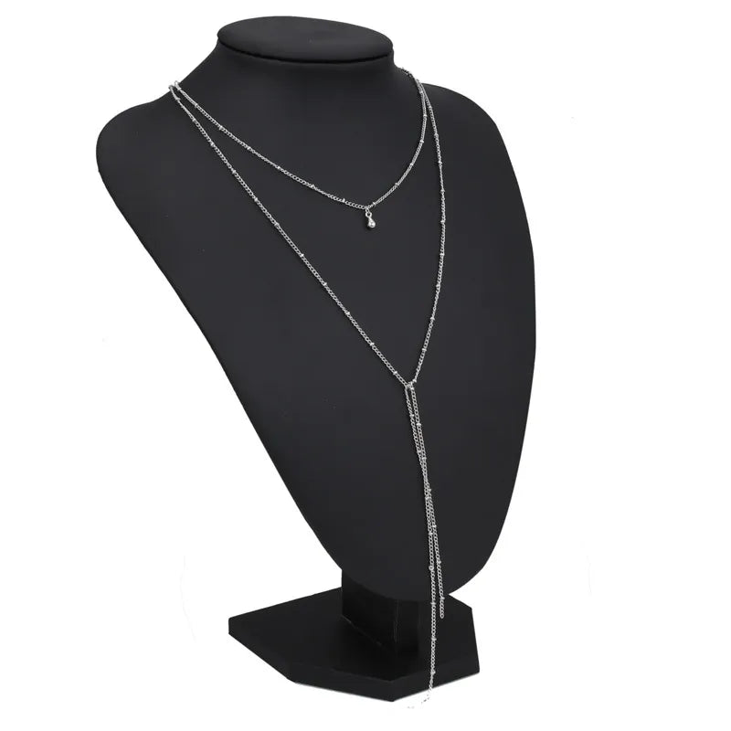 Zarte Damenhalskette in Goldoptik ⎜ Retro Design mit langer Kette für elegante Abende