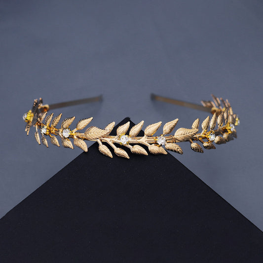 Goldener Haarreif im Vintage-Stil für Damen ⎜ Eleganter Kopfschmuck mit Blättermotiv für festliche Anlässe