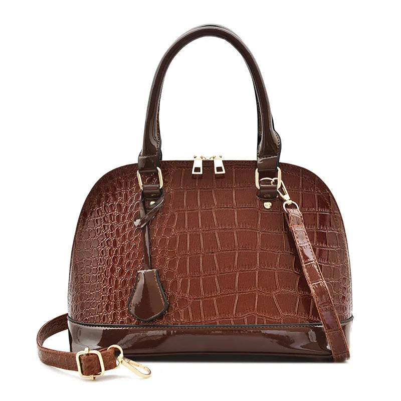 Glänzende Umhängetasche für Damen ⎜ Große Schultertasche mit modernem Muster für Büro und Freizeit
