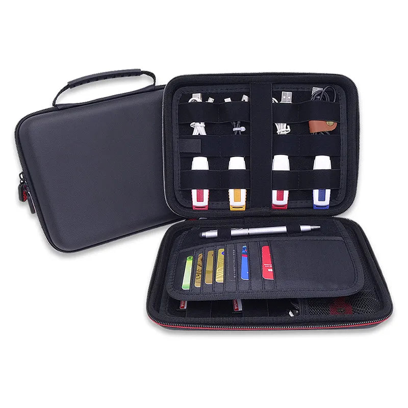 Organizer Tasche für Technikzubehör ⎜ Stoßfeste Aufbewahrung mit SD-Kartenfach und USB-Halterung