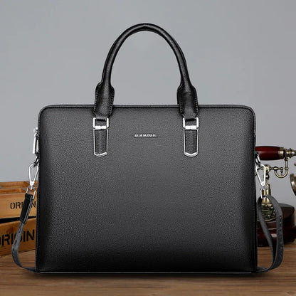 Laptoptasche aus Leder für Herren ⎜ Business-Tasche mit Doppelreißverschluss und großer Kapazität