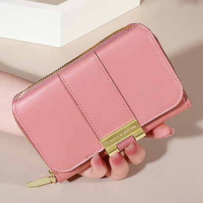 Modische Geldbörse für Damen ⎜ Farbige Brieftasche mit Reißverschluss und stilvoller Metallschnalle