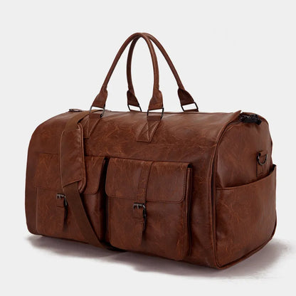 Faltbare Anzugtasche mit Schultergurt ⎜ Elegante Ledertasche für Herren mit integriertem Kleiderfach