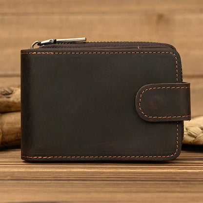 Lederetui mit Reißverschluss für Herren ⎜ Kompaktes Portemonnaie mit RFID-Schutz und großzügigem Kartenplatz