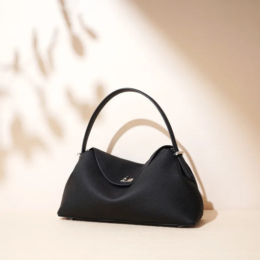 Elegante Schultertasche für Damen ⎜ Stilvolle Handtasche aus Leder mit kurzem Henkel für Alltag und Events