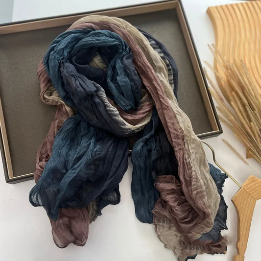 Unisex Baumwoll-Leinen-Schal ⎜ Leichtes Modell mit Farbverlauf für Herbsttage und winterliche Übergangszeit
