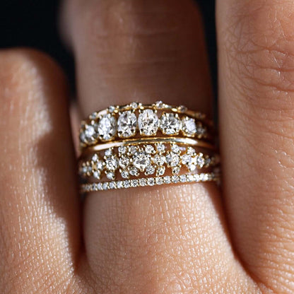 Damenring Set in Goldoptik mit Zirkonia ⎜ Luxus-inspirierte Ringe für stilvolle Auftritte zu jedem Anlass