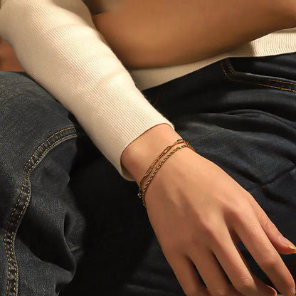 Elegantes Titanarmband für Damen ⎜ Zweireihige Gliederkette im schlichten, modernen Look