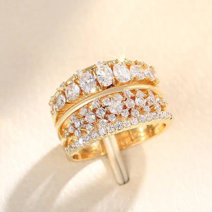 Damenring Set in Goldoptik mit Zirkonia ⎜ Luxus-inspirierte Ringe für stilvolle Auftritte zu jedem Anlass