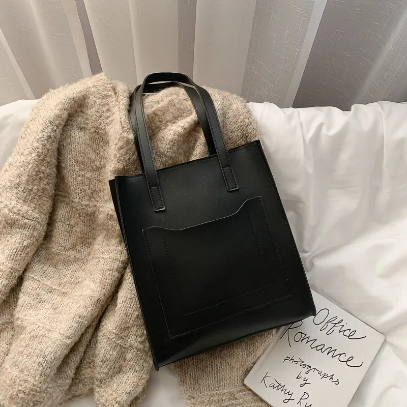 Große Tote Bag für Damen ⎜ Elegante Tragetasche in Lederoptik mit Außentasche und festen Henkeln