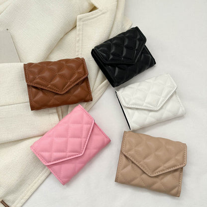 Faltbare Geldbörse für Damen ⎜ Steppdesign mit Druckknopfverschluss und großem Stauraum für Karten