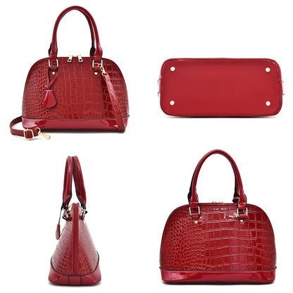 Glänzende Umhängetasche für Damen ⎜ Große Schultertasche mit modernem Muster für Büro und Freizeit