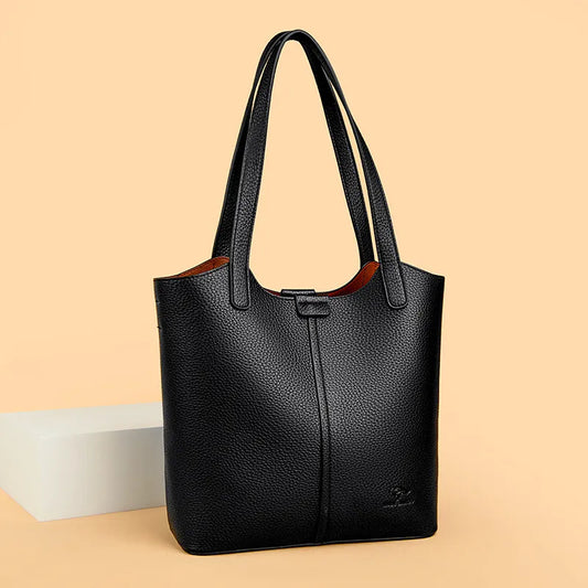 Geräumige Tragetasche für Damen ⎜ Klassischer Ledershopper mit Doppelhenkel für Alltag und Beruf