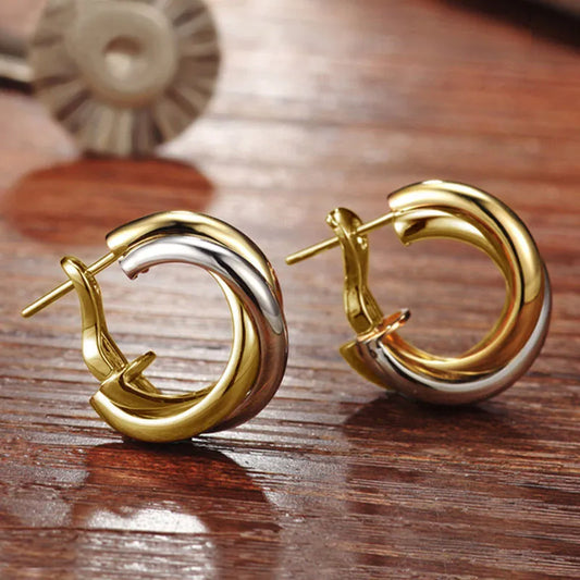 Duo-Ton Kreolen mit Spiralform ⎜ Retro-inspirierter Ohrschmuck für stilvolle Alltagslooks