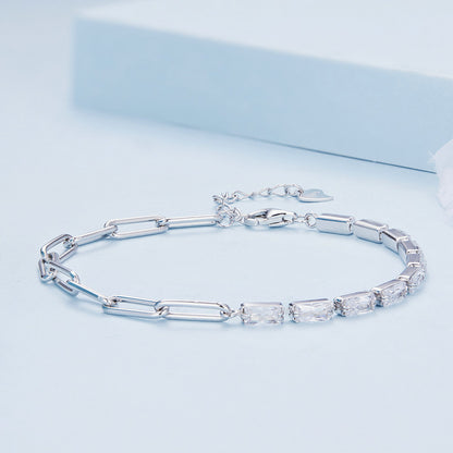 Schlichtes Zirkonia-Armband für Damen ⎜ Feines Silberkettchen für dezente Eleganz im Alltag und zu Anlässen (925 Silber)