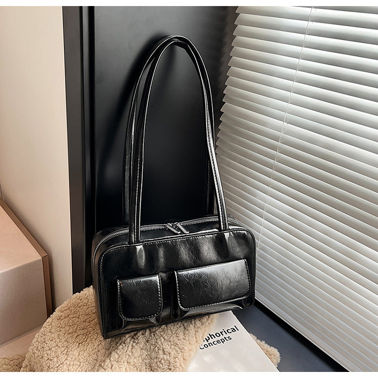 Multifunktionale Umhängetasche für Damen ⎜ Stylische Schultertasche mit Außentaschen im Box-Design