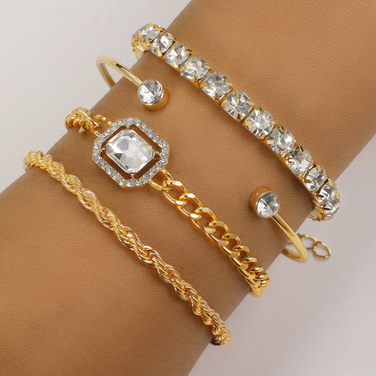 Vintage-inspiriertes Armband-Set ⎜ Mit Strassbesatz und gedrehtem Design für elegante Kombinationen